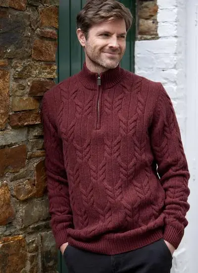 Donegal Fleck Half Zip Cable Sweater